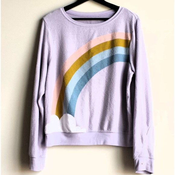Wildfox Women slouchy Beach Long Sleeve Pullover Sweatshirt Muse Rainbow Medium - Picture 4 of 10
